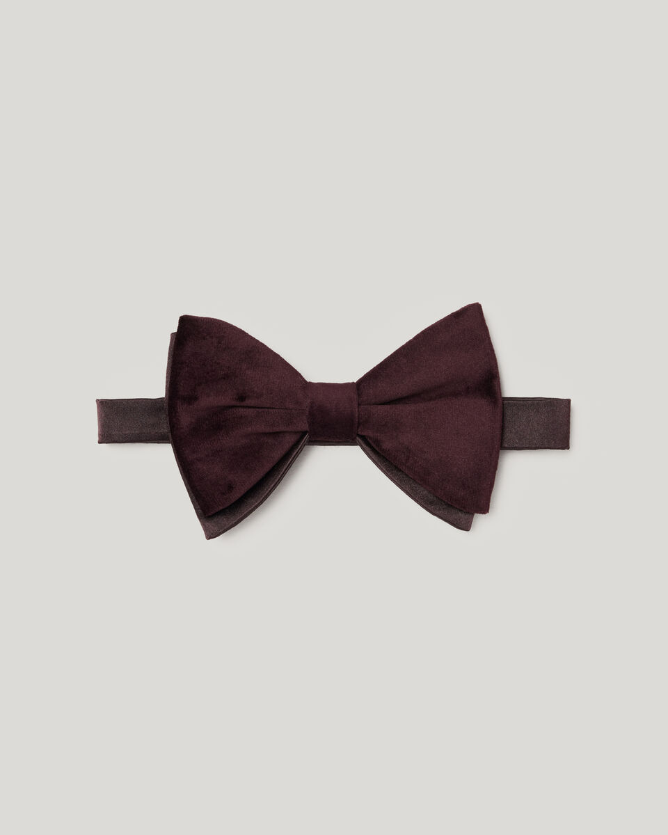 Velvet Bow Tie, Burgundy, hi-res